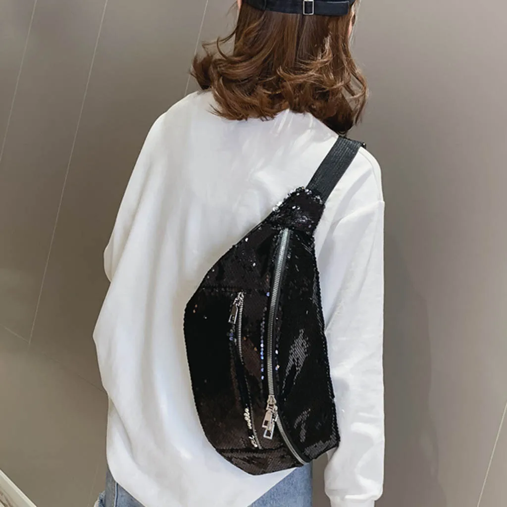 

Women Fashion Large Shoulder Bag Sequined Panelled Panelled Messenger Bag Contrast Tote Solid Bag Bolsa Feminina5H