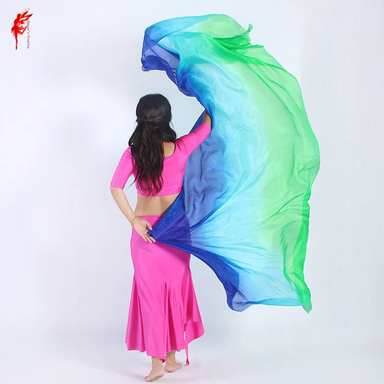 Горячая Распродажа зеленая и синяя окрашенная 100% натуральный шелк вуаль для