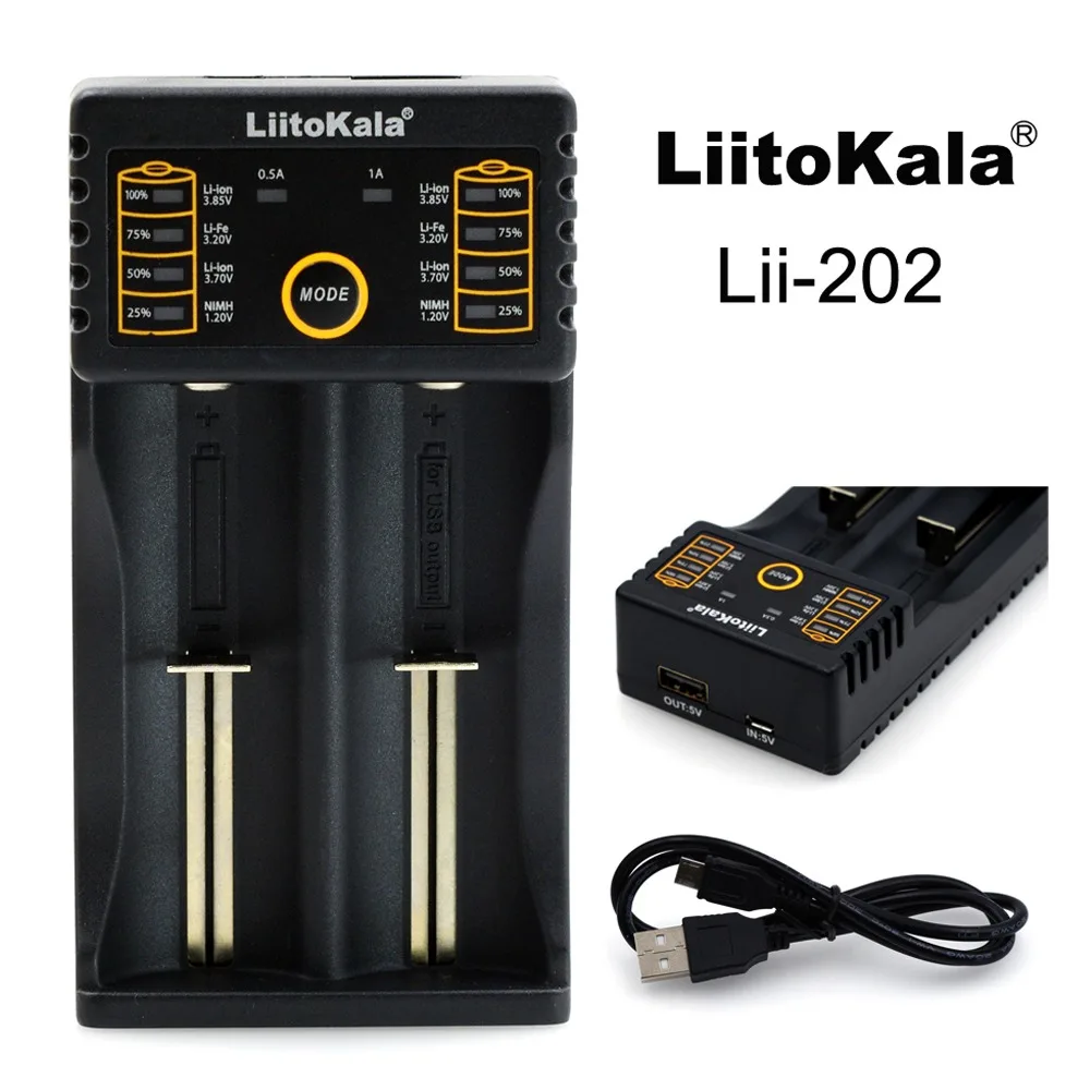 LiitoKala Lii 202 18650 Battery Charger For 26650 16340