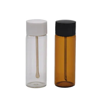 

5pcs 67MM Portable Amber Glass Oil Bottles Pill Box Case Sniffer bottles,Snuff Sniffer Bottle With Metal Spoon.Color Random