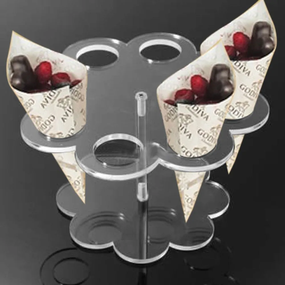 Acrylic 8 holes Ice Cream Holder Cake Candy Shelf Transparent Display stand Monolayer Kids Birthday Party