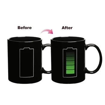 

Battery Style Magic Color Change Morning Mug Creative Ceramic Cup for Gift Hot Cold Water Color-Changing SH200