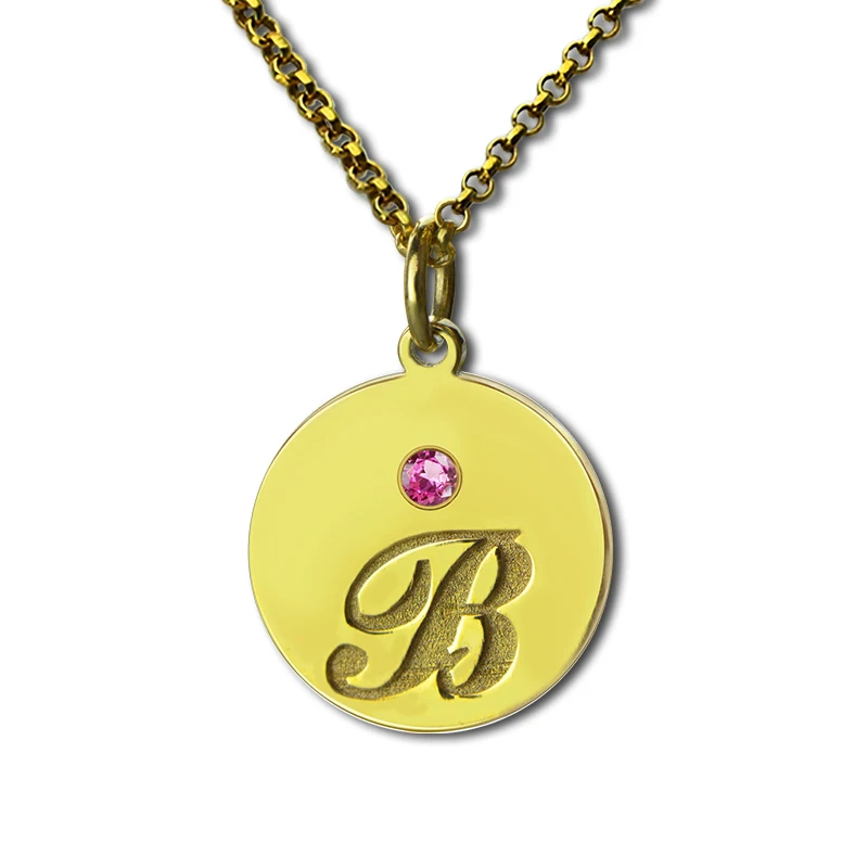 AILIN Engraved Kids Name Necklace Gold Color Initial Disc Necklace with
