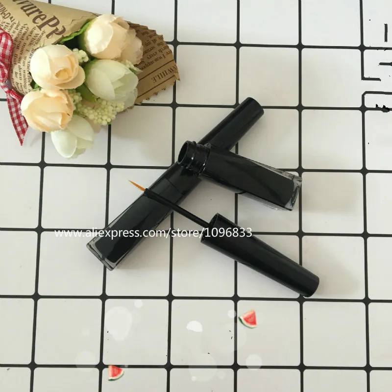 

50pcs New Pattern 3ml Eyeliner Bottle with Hair Brush Empty Black Eyelash Growth Packing Tubes Cosmetics DIY Package Material