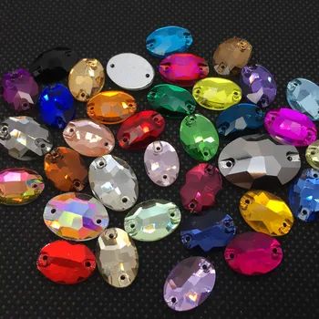 

Oval Sew On Rhinestones Flatback 2 Holes Glass Sewing Crystal Jewelry Bead