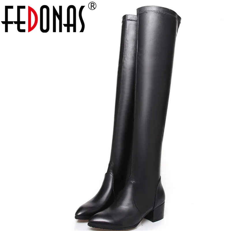 

FEDONAS New Long Shoes Woman Black Over the Knee Boots Sexy Female Autumn Winter Warm lady Thigh High Motorcycle Boots