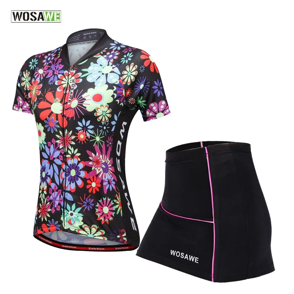 

WOSAWE Short Women Cycling Jersey Set Bike Clothing Breathable Bicycle Wear/Short Sleeve Jersey Sets Printing Cycling Clothing
