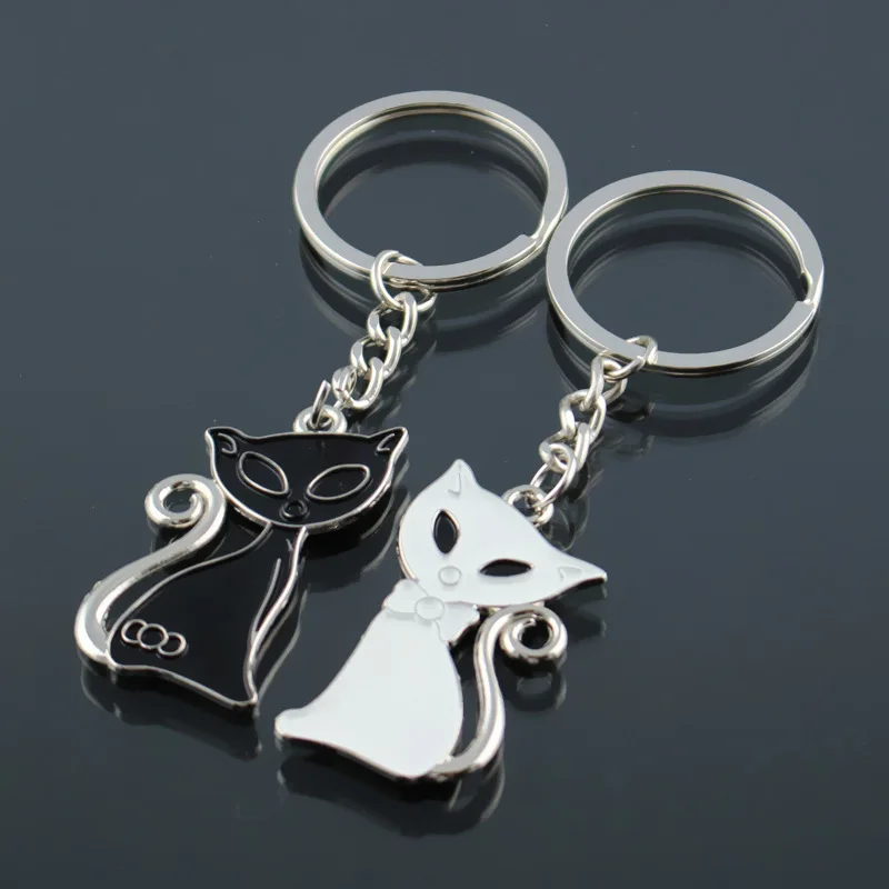 Image Cat Keychain Cute Dog Gift Lovers Couples Key Chain Ring Cover Holder Trinket Chaveiro Llaveros Sleutelhangers Brelok Anahtarlik