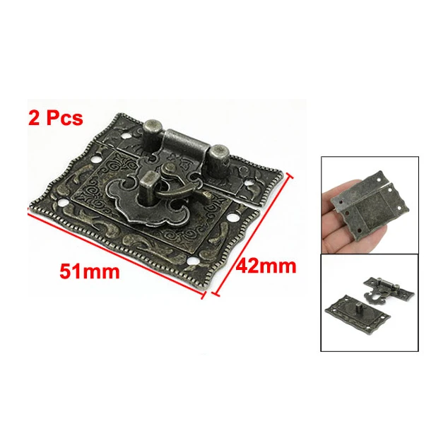 Promotion! 2 pcs Antique Style Bronze Tone Metal Rectangle Latch 42 x 51mm