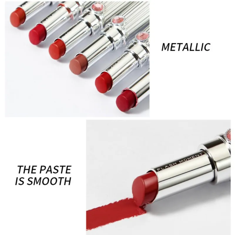 1PC Velvet Matte Diamond Lipstick Makeup Golden 5 Color Long Lasting Pigment Lips Stick Natural Cosmetic Lip Rouge