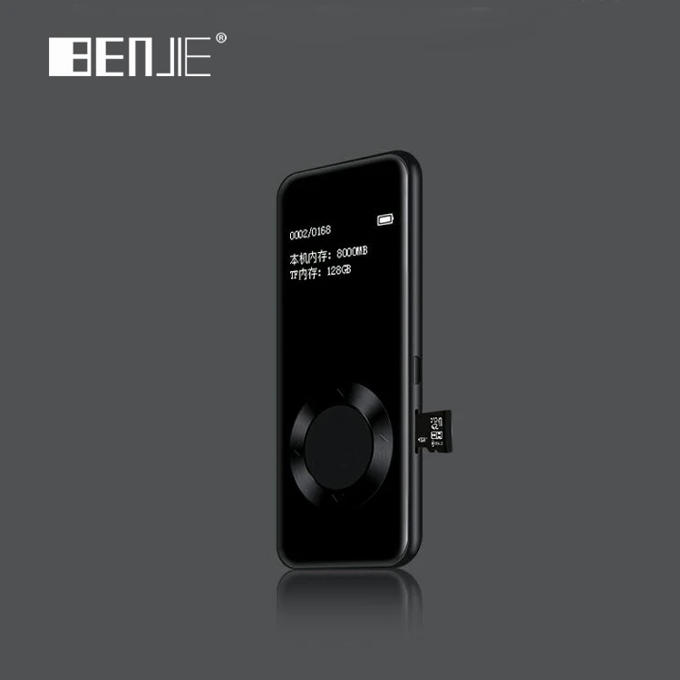 BENJIE MP3-плеер 7,1 мм тонкий музыкальный плеер мини стерео 3D звук FM Запись электронная книга полностью Металлическая 8 ГБ Спорт MP3 с наушниками