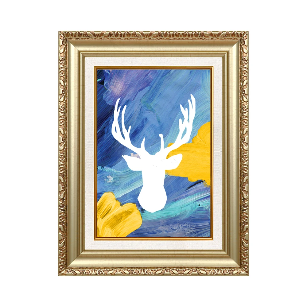 

Artcozy Golden Frame Abstract Cervus Canadensis Elk Canvas Painting