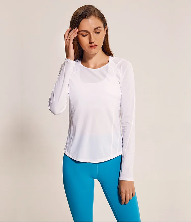 Женская Спортивная футболка с длинным рукавом, прохладная, сухая, для бега, для спортзала, топы, сетчатая панель, для занятий спортом, йогой, рубашки, мягкая, легкая, для фитнеса, блузка