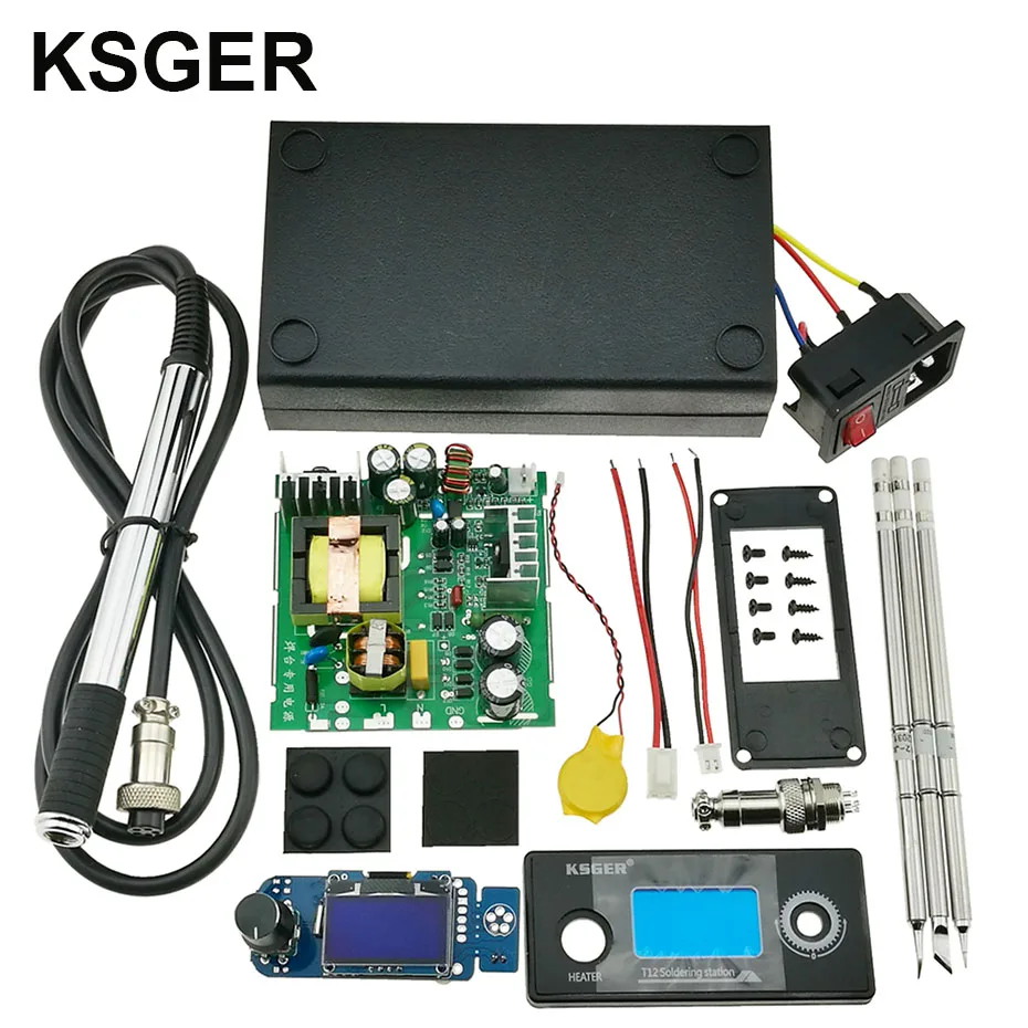 KSGER T12 STM32 V2.1S DIY наборы паяльник станция OLED контроллер ABS чехол из нержавеющей стали T12 наконечники FX9501 ручка из алюминиевого сплава - Цвет: sets 6