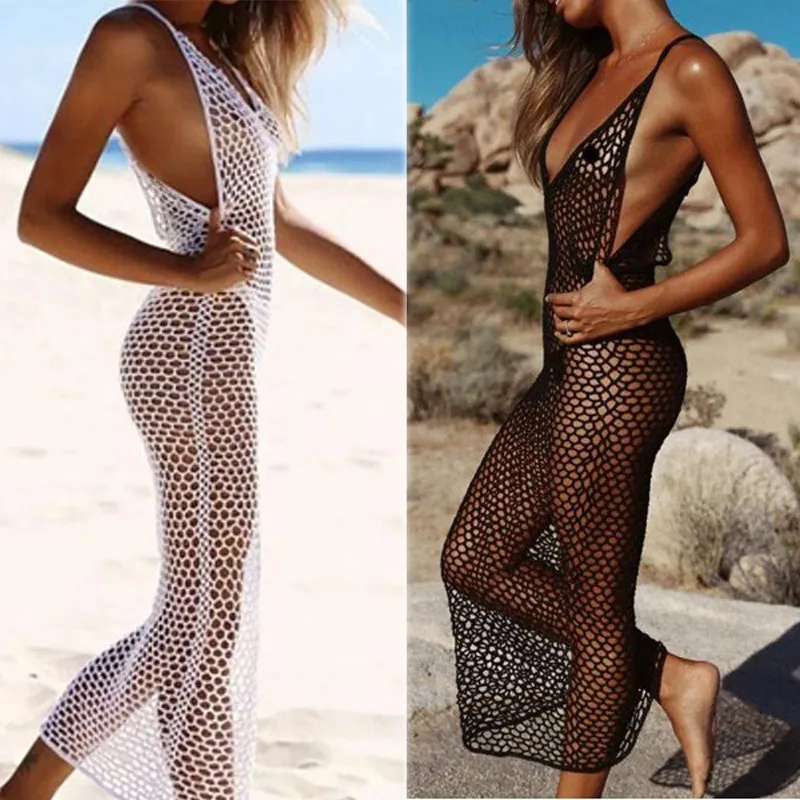 

2019 Women's New Bikini Swimsuit Swimwear V-Neck Lace Pullover Bikini Blouse Beach Cover Up Crochet Knitted Mesh Hollow Swimsuit