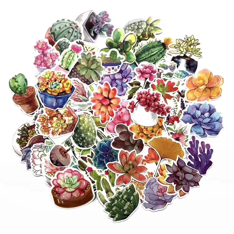 

70PCS/lot New Cute Succulent Plants Diary Paper Lable Sealing Stickers Crafts And Scrapbooking Decorative Lifelog DIY Stationery