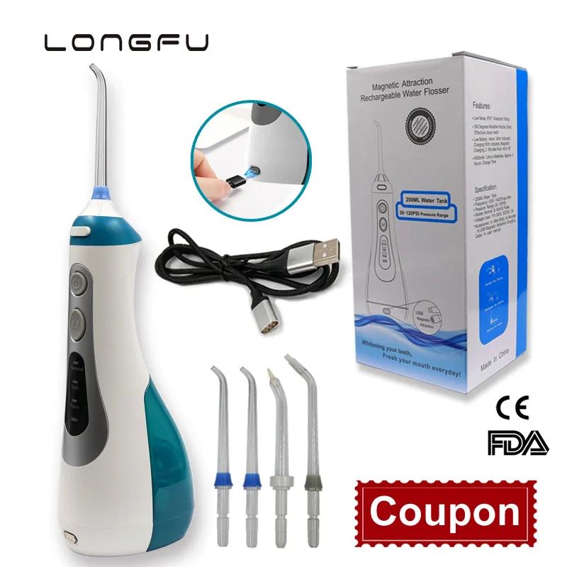 

Portable Electric Rechargeable Water Flosser Dental Irrigator Teeth Cleaning Oral Irrigator JJS-010 Floss Jet Pulse 200ml