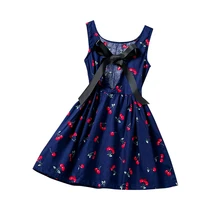 Одежда принцессы без рукавов с круглым вырезом для маленьких девочек; милая школьная одежда с принтом; Детские платья; цельнокроеное Повседневное платье для девочек; одежда для детей