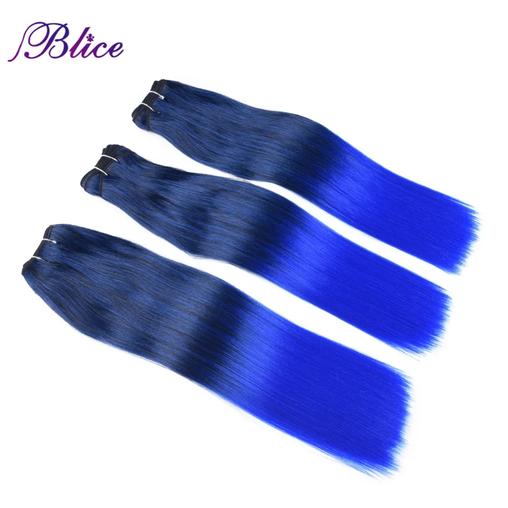 Blice синтетические волосы для плетения 18 дюймов Mix # 1B/Blue Yaki прямые двойные длинные