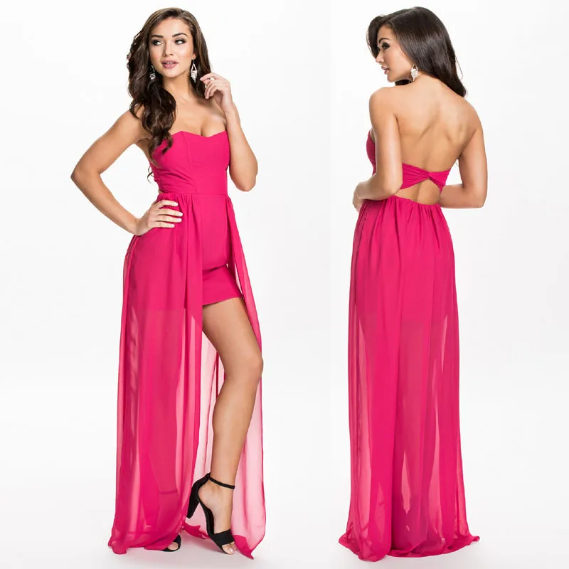 Длинное платье без бретелек; Vestidos; повседневное сексуальное платье; ; vestido de festa; Бандажное платье; шифоновое пляжное платье в стиле бохо; 0971 - Цвет: Red