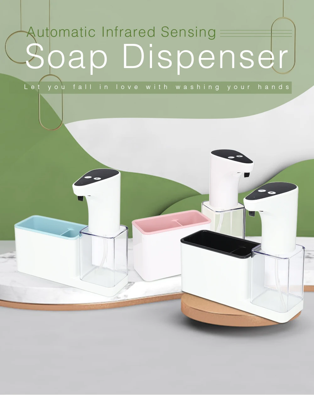 450ml Infrared Sensing Automatic Soap Dispenser with Storage Function