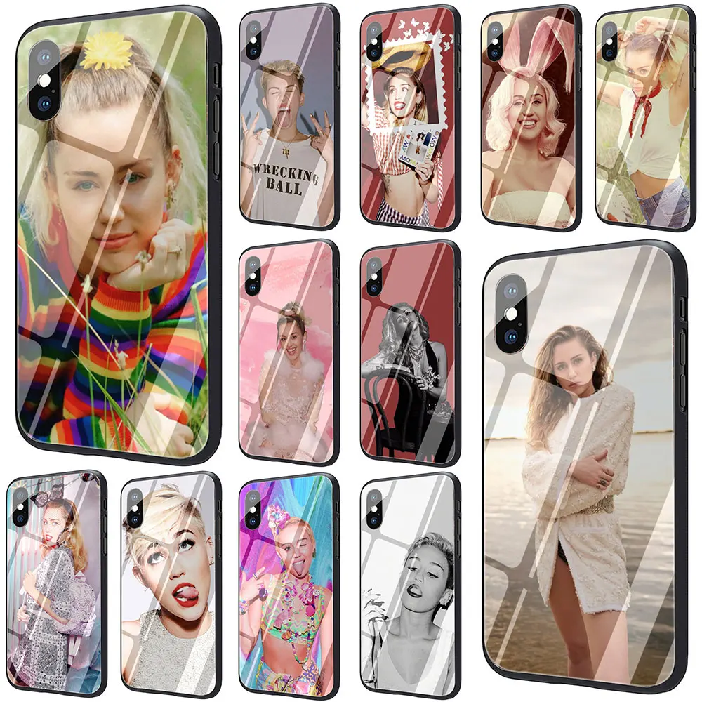 

Miley Cyrus Tempered Glass Phone Cover Case For iPhone 11 Pro 6 6S Plus 7 8 Plus X XS XR XS Max