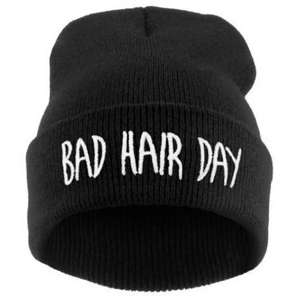 Модная зимняя в стиле бини мужская шапка Wowen Bad Hair Day Hat Beanie вязаные шапки в стиле хип-хоп женская маска теплая шапка s Лидер продаж - Цвет: Black