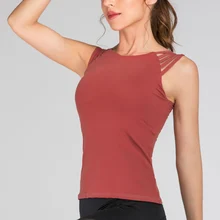 Женская без рукавов сплошной цвет дышащий жилет топы для летних видов спорта Йога SMN88