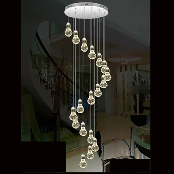 

Modern simple duplex staircase LED bubble column living room chandelier rotating villa ceiling crystal column LED crystal lights