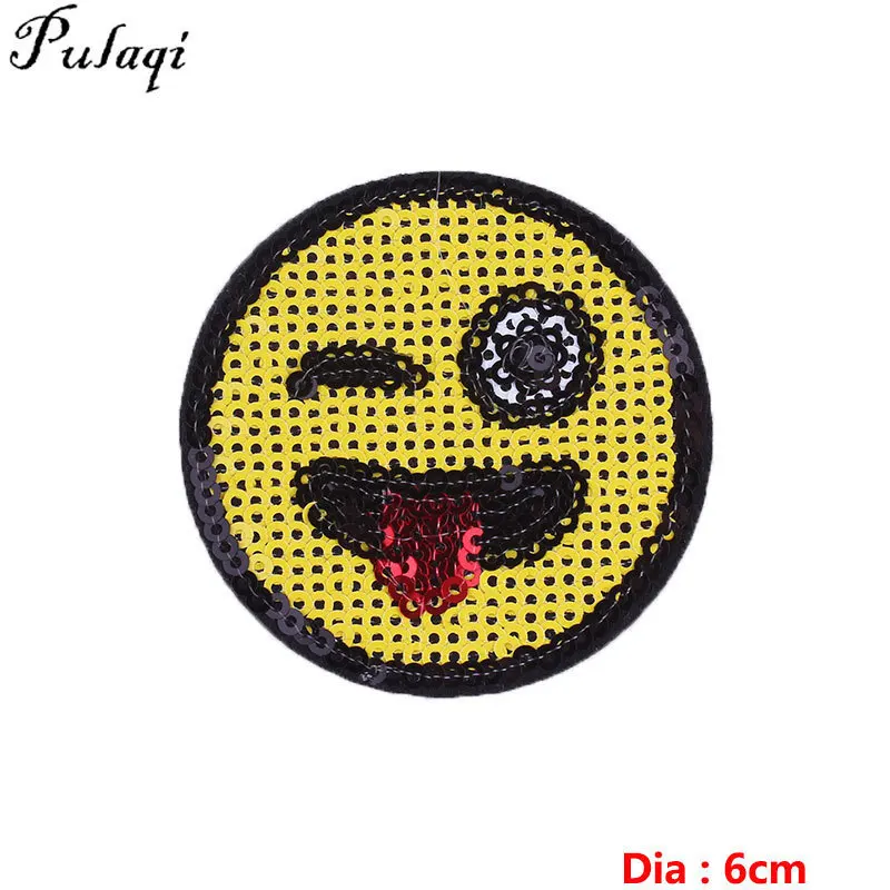 

Pulaqi Smiling Face Patches Appliqued Iron Sewing On Applique Armband For Bag Jeans Clothing Clothes Hat Garment Accessories F