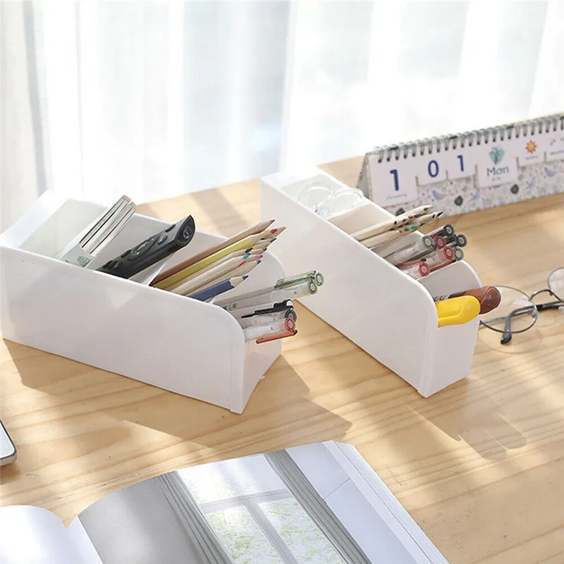 

Plastic Desk Organizer Desktop Office Pen Pencil Holder Makeup Storage Tray FL
