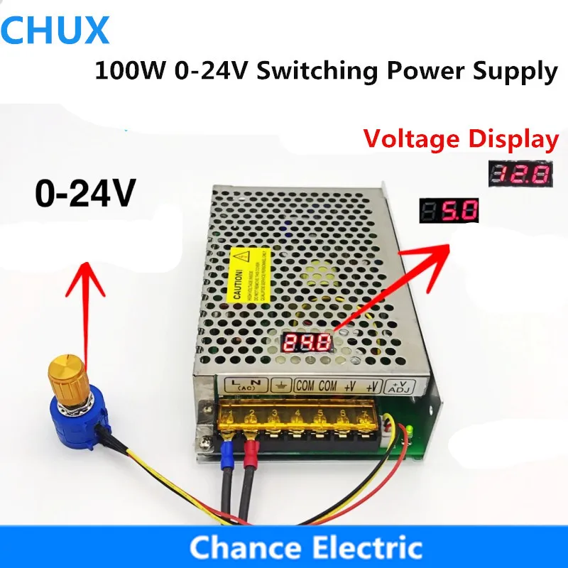 100 Вт Цифровой Дисплей переключение Питание Напряжение Регулируемый DC 0-24V 4A весь диапазон Регулируемый Питание