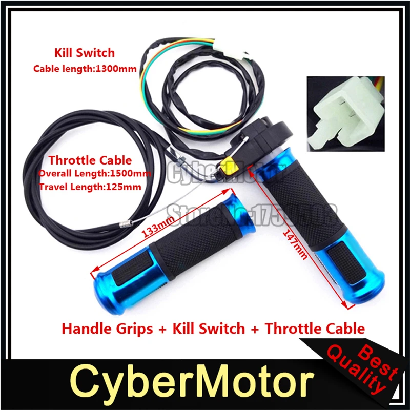 

22mm 7/8'' Blue Throttle Hand Grips + Cable + Kill Stop Switch For 49cc 50cc 60cc 80cc Gas Motorized Bicycle Push Bike