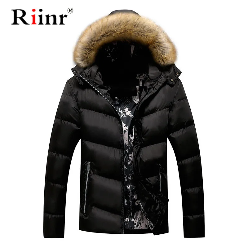 

Riinr Men Warm Parkas Coat Winter Jackets Coats Hooded Casual Men's Parka Outwear Windproof Overcoat Male Parka