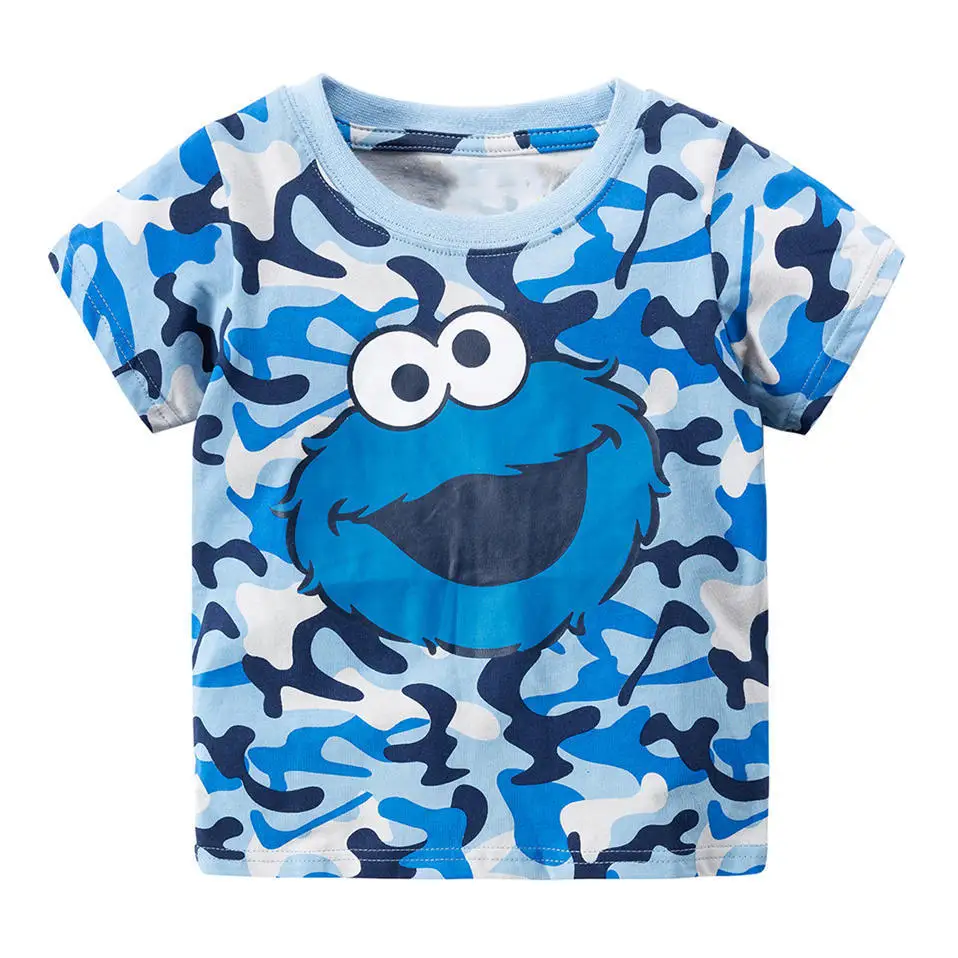 Littlemandy Sesame Street Elmo Print Baby Boys Tees 2018 Brand Hot Summer Clothes Kids T-shirts Clothing Children Short Sleeve