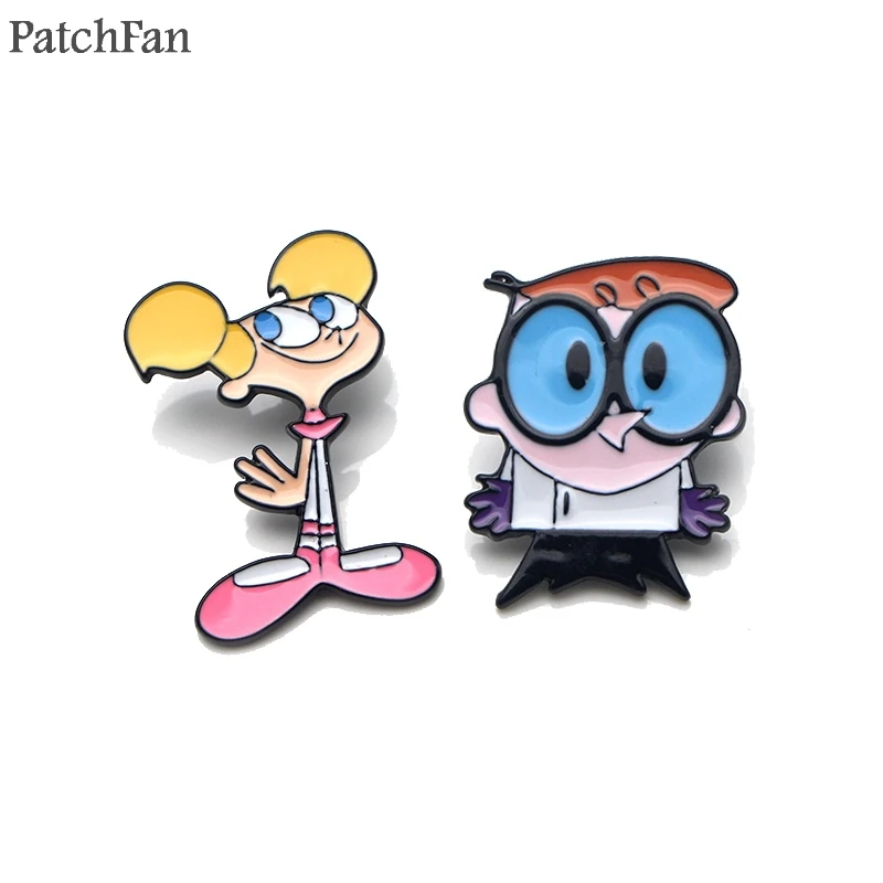 Patchfan Dexter's Lab Dee цинковый галстук мультфильм булавки броши для рюкзака, одежды для мужчин и женщин шляпа Декоративные значки медали A1521