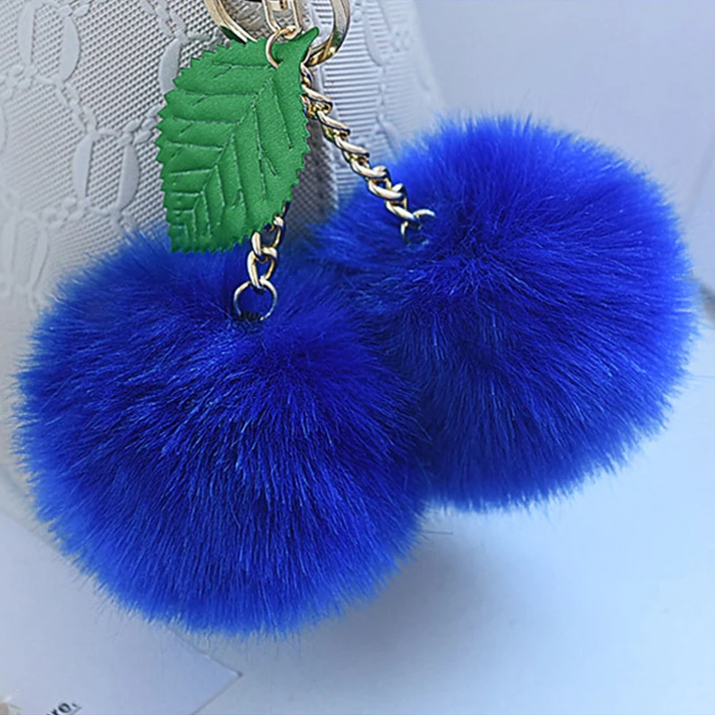 Корейский меховый брелок-помпон кролик мех мяч брелок для ключей porte clef pompom de fourrure сумка с помпонами Подвески вишня автомобильный брелок