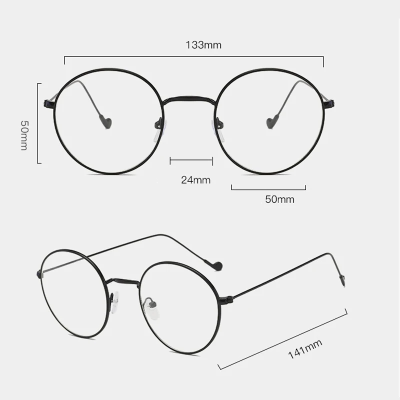 Iboode, новинка, Ретро стиль, металлическая круглая оправа, очки для близорукости, для женщин и мужчин, короткие, с прозрачными линзами, для студентов, очки с градусом-0,5 до-4,0