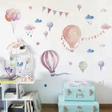 Воздушные шары, флаг, животные, дождь, автомобильные наклейки на стену для детской комнаты, наклейки для детской спальни, детского сада, декоративные наклейки на стену