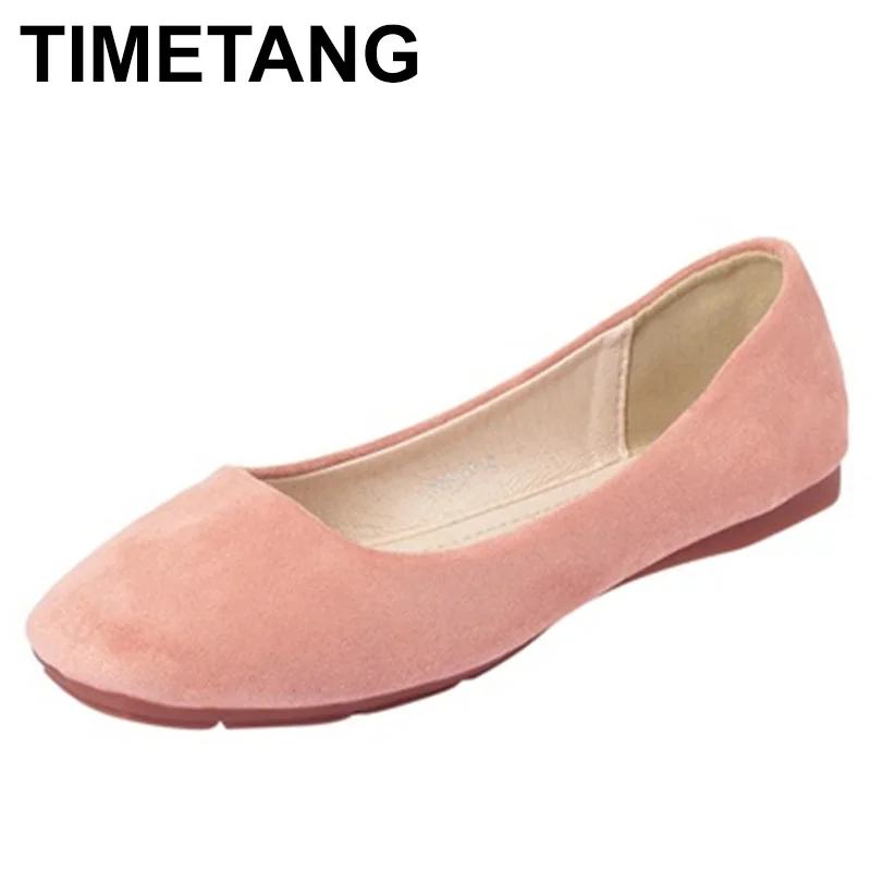 

TIMETANGLady SquareToe Plus Size Kid Suede Flats For Width Feet TPR Sole High Quality Ballet LoafersGrey Green Low CutterSlip on