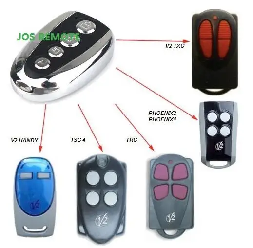 Aftermarket V2 garage door remote ,V2 transmitter ,V2 radio control ,V2 rolling door remote repacement Rolling code 433.92MHZ