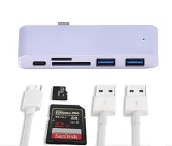 USB C Тип C Hub COMBO с зарядки Зарядное устройство Порты и разъёмы SD Card Reader 2 USB 3,0 для Macbook для Samsung Galaxy S8 Plus для LG G5