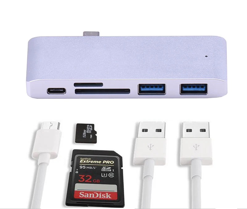 

USB C Type C Hub COMBO with Charging Charger Port SD TF Card Reader 2 USB 3.0 for Macbook Samsung galaxy S8 Plus LG G5 G6 HTC 10