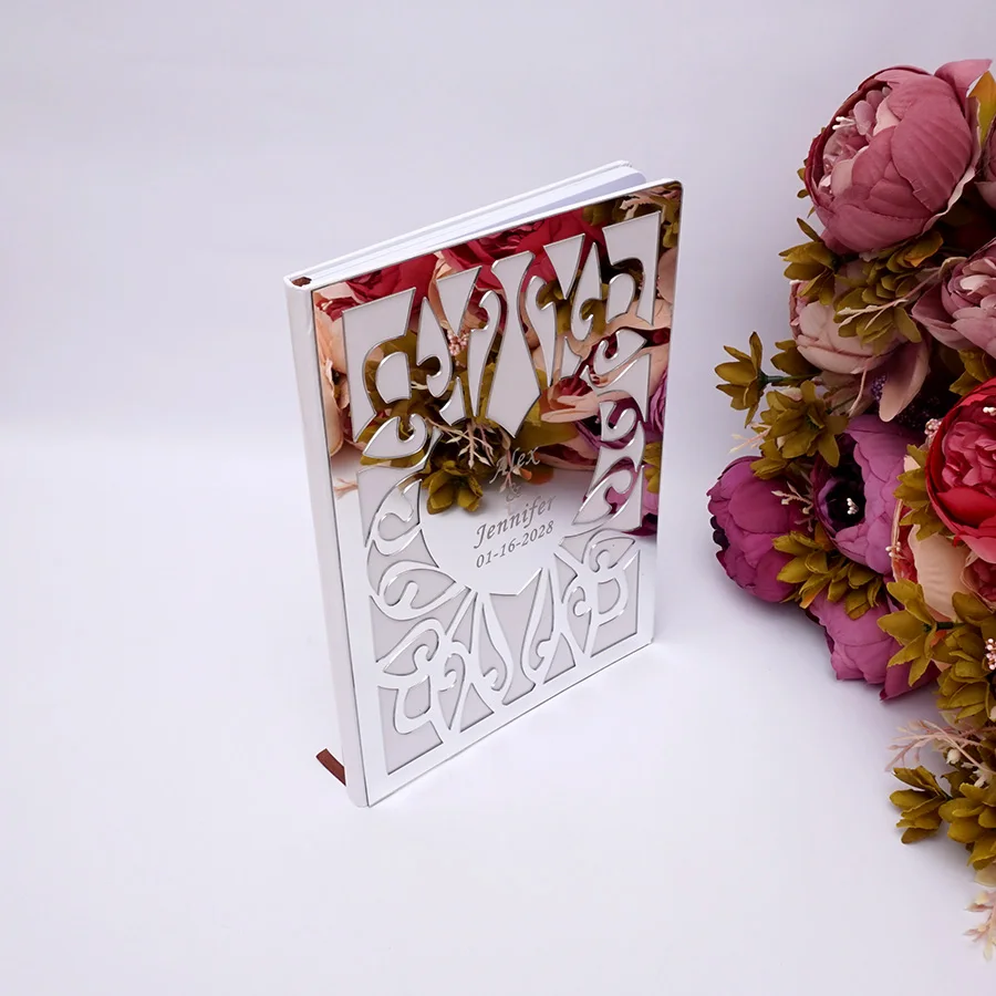 

Personalized Wedding Signature Guest Book Album White Blank Pages Custom Check-in Book Party Decor Favors Guest Gift 26.5x19cm