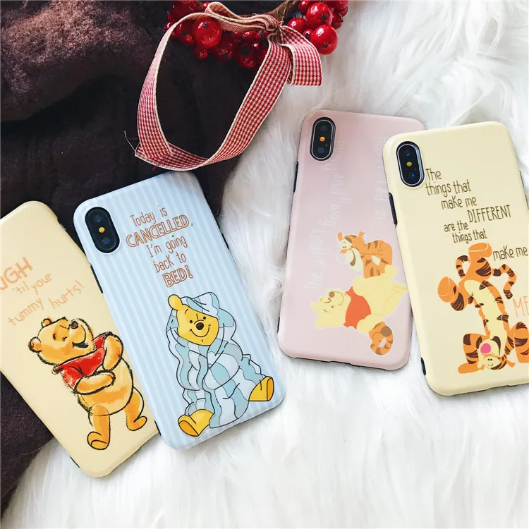 Cute Winnie Pooh Tigger Piglet Eeyore Soft Silicone phone Case for iphone 6 6s 7 8 plus Cartoon Back Case for iphone X XR XS MAX