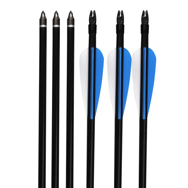 

12X28"Archery Fiberglass Arrow Fletching 2 Blue 1 White Arrow Vane Outdoor Shooting Hunting Free Shipping