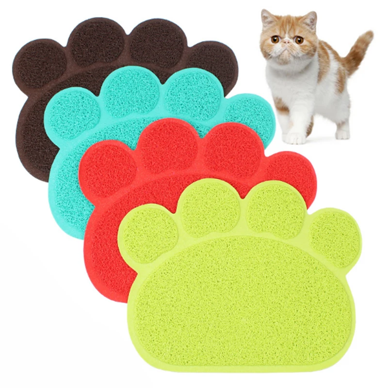 

30x40cm PVC Pet Feeding Mat Dog Paw Shape Cup Pet Dog Puppy Cat Pad Bed Dish Bowl Food Water Feed Placemat Dog cat Supplies