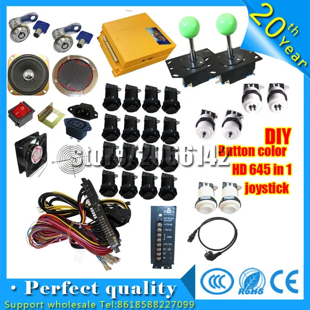 

DIY Arcade Parts Bundles Kit HD 645 in 1 pandora's box Joystick,button,Microswitch,2 Player USB To Jamma Control Board