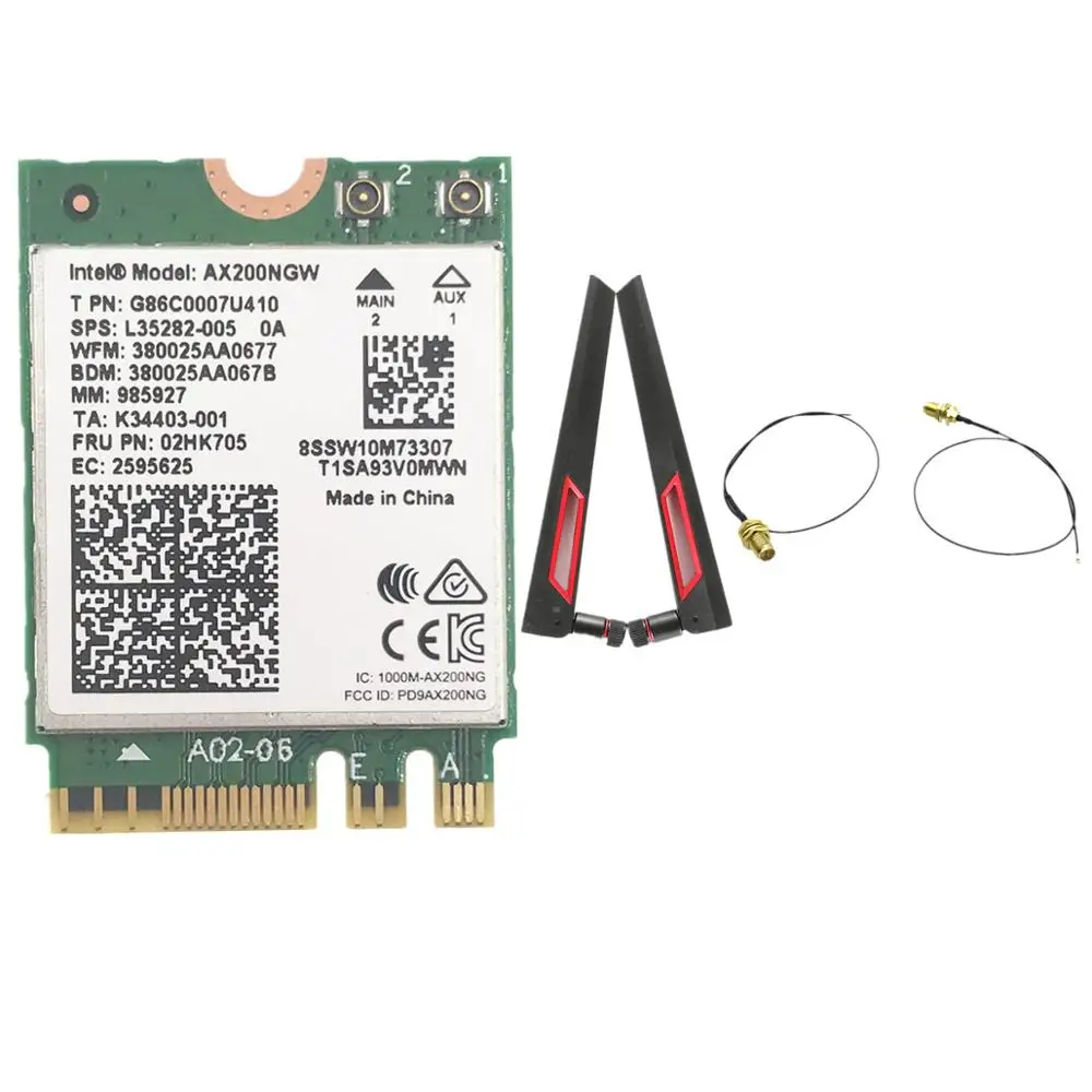 С комплектом антенн AC88U 8dbi + беспроводная Intel Wi Fi AX200 Bluetooth 5 0 802.11ax/ac 2x2 NGFF карта