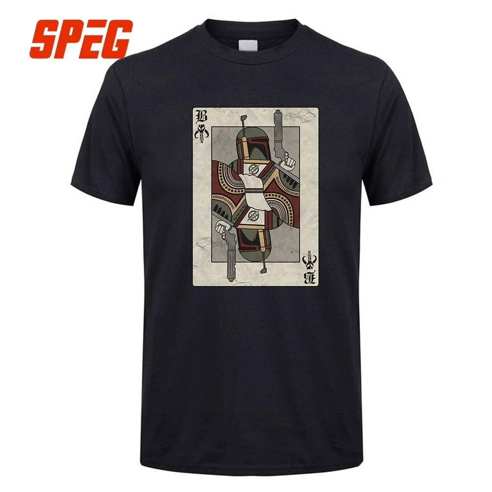 

Tee Shirts Men's Boba Fett Playing Card Star Wars Man Crewneck Short T-Shirt 2017 Fashion Teenage Cool T Shirt Men Plus Size